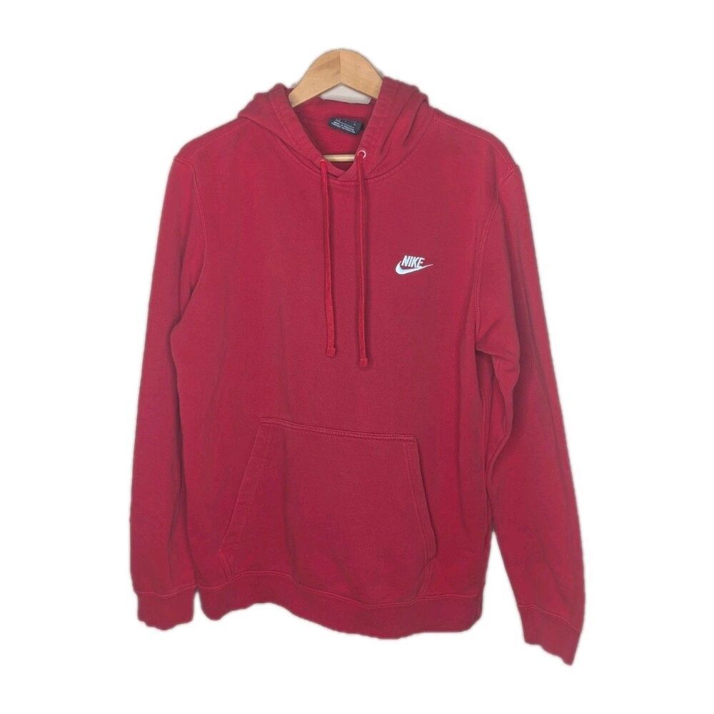 Vintage 90s Nike Hoodie Red Embroidered Swoosh Size Mens Large Y2K Style